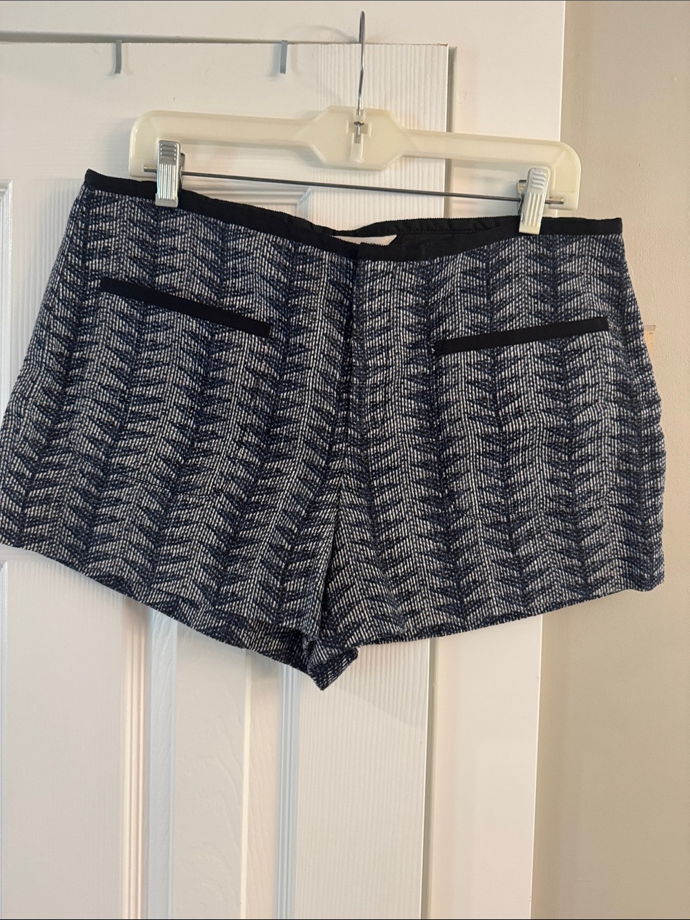 RACHEL Rachel Roy Navy and White High-Waist Chevron Shorts